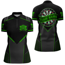 Load image into Gallery viewer, Personalized Green Dart Team Shirt for Women Custom Dart Jersey Polo &amp; 1/4-Zip Dartboard Outfit DHT16
