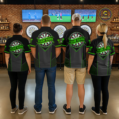 Personalized Green Dart Team Shirt for Women Custom Dart Jersey Polo & 1/4-Zip Dartboard Outfit DHT16
