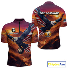 Load image into Gallery viewer, Shirt with eagle design and American flag, featuring 'Team Name' and 'Chiptee Amz' branding.