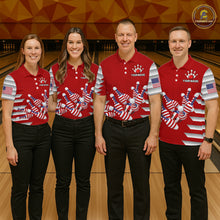 Load image into Gallery viewer, Custom American Flag Bowling Team Shirt Bowling Jersey for Men Polo &amp; Quarter-Zip Bowling Uniform QZT1130