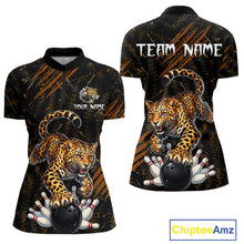Load image into Gallery viewer, Custom Leopard Bowling Shirt for Women Bowling Team Jersey Polo &amp; Quarter-Zip Bowling Performance QZT983