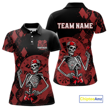 Load image into Gallery viewer, Custom Black &amp; Red Dart Shirts for Team Polo &amp; Quarter-Zip Dart Jersey for Women Dart Outfit DHT25