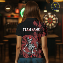 Load image into Gallery viewer, Custom Black &amp; Red Dart Shirts for Team Polo &amp; Quarter-Zip Dart Jersey for Women Dart Outfit DHT25