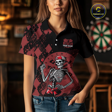 Load image into Gallery viewer, Custom Black &amp; Red Dart Shirts for Team Polo &amp; Quarter-Zip Dart Jersey for Women Dart Outfit DHT25