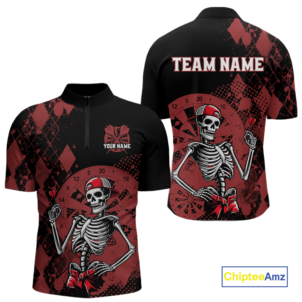 Custom Black & Red Dart Shirts for Team Polo & Quarter-Zip Dart Jersey for Men Dart Outfit DHT25