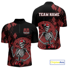Load image into Gallery viewer, Custom Black &amp; Red Dart Shirts for Team Polo &amp; Quarter-Zip Dart Jersey for Men Dart Outfit DHT25