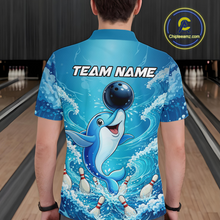Load image into Gallery viewer, Custom Funny Dolphin Bowling Polo Shirt Blue Ocean Theme Team Jersey Bowling Outfit for Men QZT857