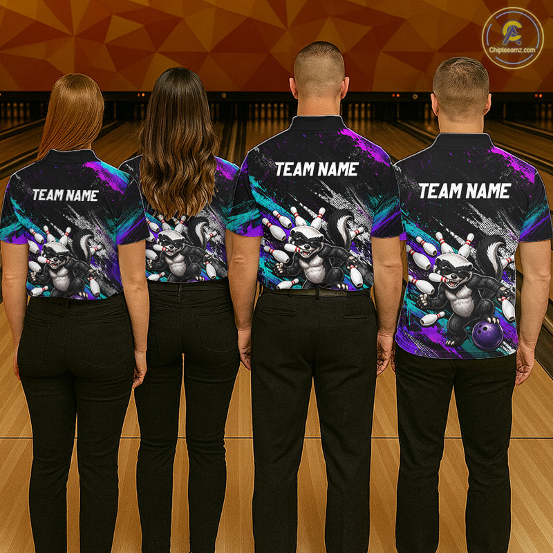 Custom Funny Honey Badger Bowling Shirt for Men Bowling Team Jersey Bowling Outfit QZT1201