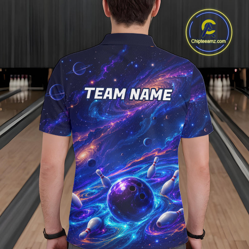 Custom Galaxy Bowling Shirt for Men Bowling League Jersey Bowling Outfit QZT1208