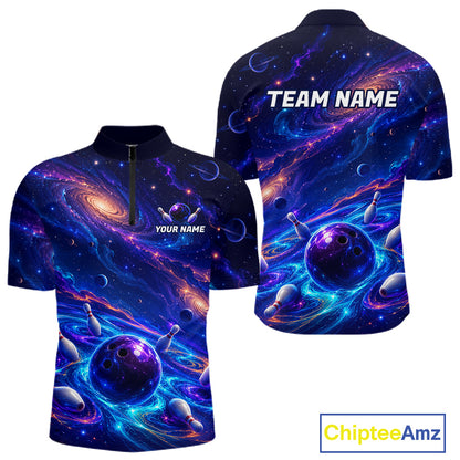 Custom Galaxy Bowling Shirt for Men Bowling League Jersey Bowling Outfit QZT1208
