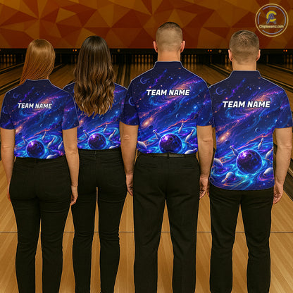 Custom Galaxy Bowling Shirt for Women Bowling League Jersey Bowling Outfit QZT1208