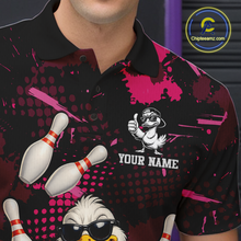 Load image into Gallery viewer, Custom Pink Funny Duck Bowling Shirt for Men Bowling Jersey Polo &amp; 1/4 Zip Bowling Outfit QZT943