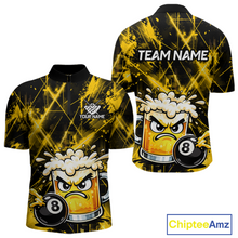 Load image into Gallery viewer, Custom Yellow Funny Beer Billiard Shirt for Men Billiard Jersey 8 Ball Pool Shirt Outfit BHT23