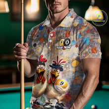Load image into Gallery viewer, Custom Funny Chicken Billiard Shirt for Men Colorful 8 Ball &amp; 9 Ball Shirt Buddy Billiard Jersey BHT42