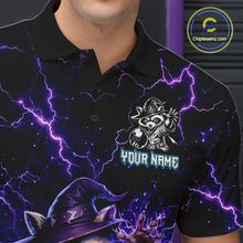 Load image into Gallery viewer, Personalized Raccoon Wizard Bowling Shirt for Men Purple Thunder Lightning Bowling Jersey QZT920