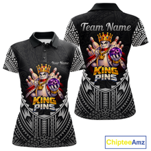 Load image into Gallery viewer, Funny King Pins Bowling Team Shirt for Women Custom Tribal Buddies Bowling Jersey Polo &amp; 1/4 Zip QZT946
