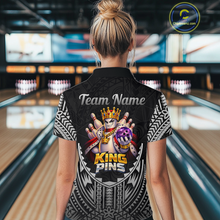 Load image into Gallery viewer, Funny King Pins Bowling Team Shirt for Women Custom Tribal Buddies Bowling Jersey Polo &amp; 1/4 Zip QZT946
