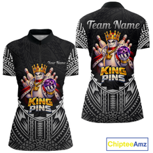 Load image into Gallery viewer, Funny King Pins Bowling Team Shirt for Women Custom Tribal Buddies Bowling Jersey Polo &amp; 1/4 Zip QZT946