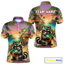 Load image into Gallery viewer, Floral Raccoon Bowling Shirt for Men Custom Bowling Team Jersey Polo &amp; Quarter-Zip QZT993