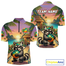 Load image into Gallery viewer, Floral Raccoon Bowling Shirt for Men Custom Bowling Team Jersey Polo &amp; Quarter-Zip QZT993