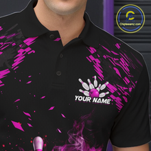 Load image into Gallery viewer, Custom Pink Flame Bowling Team Shirt for Men Polo &amp; 1/4-Zip Bowling Jersey Bowling League Uniform QZT866