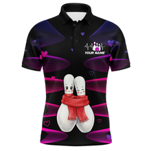 Load image into Gallery viewer, Personalized Valentine Bowling Shirt for Couples Bowling Jersey Pink Bowling Gift Polo &amp; 1/4-Zip QZT870