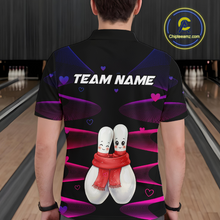 Load image into Gallery viewer, Personalized Valentine Bowling Shirt for Couples Bowling Jersey Pink Bowling Gift Polo &amp; 1/4-Zip QZT870