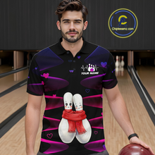 Load image into Gallery viewer, Personalized Valentine Bowling Shirt for Couples Bowling Jersey Pink Bowling Gift Polo &amp; 1/4-Zip QZT870