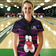 Load image into Gallery viewer, Personalized Valentine Bowling Shirt for Couples Bowling Jersey Pink Bowling Gift Polo &amp; 1/4-Zip QZT870