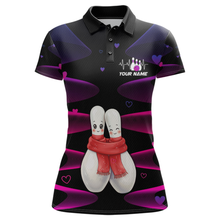 Load image into Gallery viewer, Personalized Valentine Bowling Shirt for Couples Bowling Jersey Pink Bowling Gift Polo &amp; 1/4-Zip QZT870