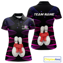 Load image into Gallery viewer, Personalized Valentine Bowling Shirt for Couples Bowling Jersey Pink Bowling Gift Polo &amp; 1/4-Zip QZT870