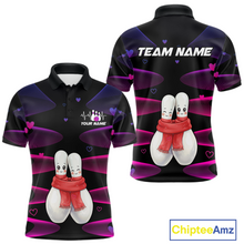Load image into Gallery viewer, Personalized Valentine Bowling Shirt for Couples Bowling Jersey Pink Bowling Gift Polo &amp; 1/4-Zip QZT870