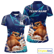 Load image into Gallery viewer, Custom Funny Wombat Bowling Team Shirt Navy Bowling Jersey for Women Bowling Performance QZT924