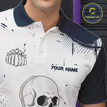 Load image into Gallery viewer, Skeleton Bowling Team Shirt for Men Personalized Funny Bowling Team Jersey Polo &amp; 1/4-Zip QZT818