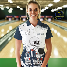 Load image into Gallery viewer, Skeleton Bowling Team Shirt for Women Personalized Funny Bowling Team Jersey Polo &amp; 1/4-Zip QZT818