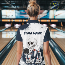 Load image into Gallery viewer, Skeleton Bowling Team Shirt for Women Personalized Funny Bowling Team Jersey Polo &amp; 1/4-Zip QZT818