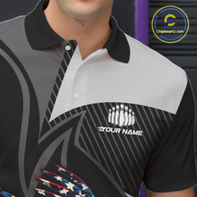 Load image into Gallery viewer, Custom American Flag Eagle Bowling Polo Shirt Quarter-Zip Bowling Jersey for Men QZT819