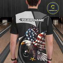 Load image into Gallery viewer, Custom American Flag Eagle Bowling Polo Shirt Quarter-Zip Bowling Jersey for Men QZT819