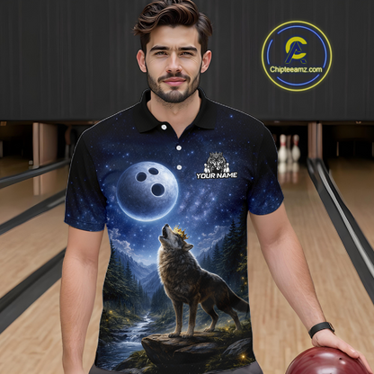 Custom Majestic Wolf Bowling Shirt for Men King Crown Bowling Jersey Polo & Quarter-Zip QZT964