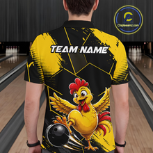 Load image into Gallery viewer, Custom Black &amp; Yellow Funny Chicken Bowling Shirt for Men Bowling Team Jersey Polo &amp; Quarter-Zip QZT1010
