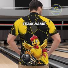 Load image into Gallery viewer, Custom Black &amp; Yellow Funny Chicken Bowling Shirt for Men Bowling Team Jersey Polo &amp; Quarter-Zip QZT1010