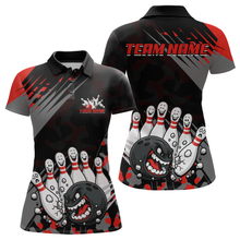 Load image into Gallery viewer, Custom Red Funny Bowling Shirt Crazy Bowling Jersey Women Polo &amp; 1/4 Zip Bowling Outfit QZT785