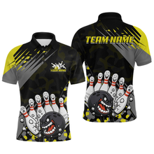 Load image into Gallery viewer, Custom Yellow Funny Bowling Shirt Crazy Bowling Jersey Men Polo &amp; 1/4 Zip Bowling Outfit QZT785