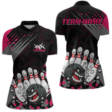 Load image into Gallery viewer, Custom Pink Funny Bowling Shirt Crazy Bowling Jersey Women Polo &amp; 1/4 Zip Bowling Outfit QZT785