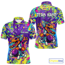 Load image into Gallery viewer, Custom Funny Graffiti Dinosaur Bowling Shirt Polo &amp; 1/4 Zip Bowling Jersey for Men Bowling Outfit QZT795