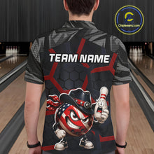Load image into Gallery viewer, Person wearing a bowling shirt with a design and 'TEAM NAME' text in a bowling alley.