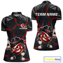 Load image into Gallery viewer, Custom Funny American Flag Bowling Shirt for Women Bowling Team Jersey Bowling Outfit QZT1123