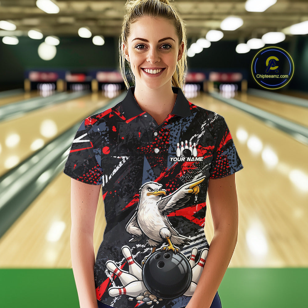 Custom Funny Gull Bowling Team Shirt for Women Bowling League Jersey Polo & Quarter-Zip QZT1016