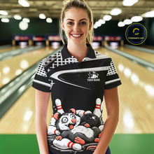 Load image into Gallery viewer, Personalized Funny Opossum Bowling Shirt Bowling Jersey for Women Bowling Polo &amp; Quarter-Zip QZT847
