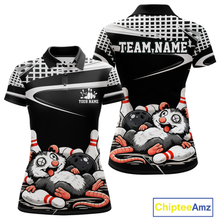 Load image into Gallery viewer, Personalized Funny Opossum Bowling Shirt Bowling Jersey for Women Bowling Polo &amp; Quarter-Zip QZT847